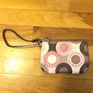 Coach Brand Patterned Wristlet, Multicolored